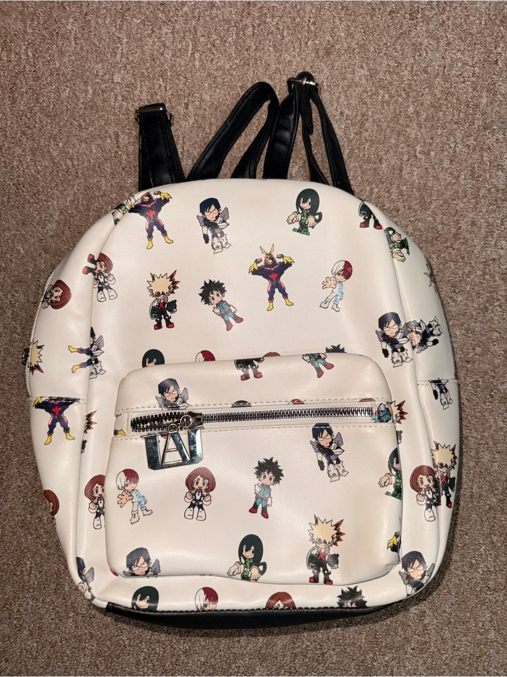 White Anime-Print Mini Backpack - Cute Character Design My Hero Academia
